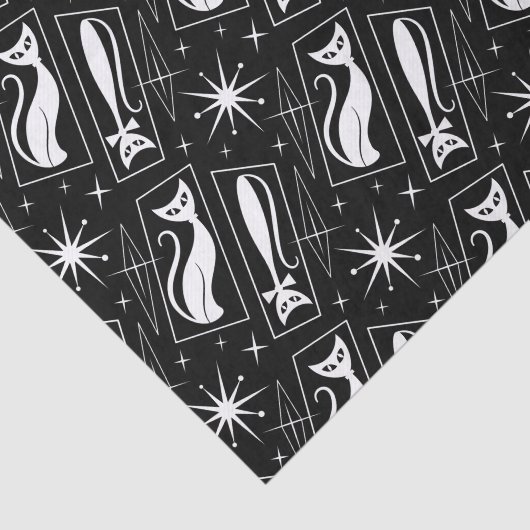 Atomic Star Cat MidCentury Moderne Kerstmis MCM T Tissuepapier (Detail)