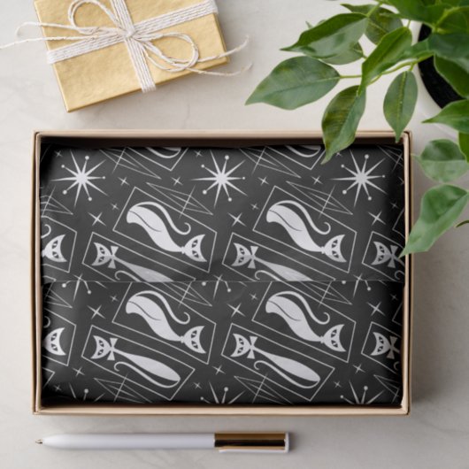 Atomic Star Cat MidCentury Moderne Kerstmis MCM T Tissuepapier (Geschenk)