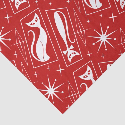 Atomic Star Cat MidCentury Moderne Kerstmis MCM T Tissuepapier (Detail)