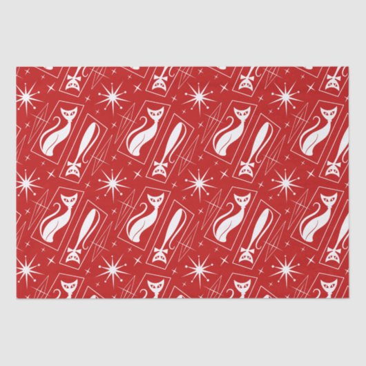 Atomic Star Cat MidCentury Moderne Kerstmis MCM T Tissuepapier (Voorkant)