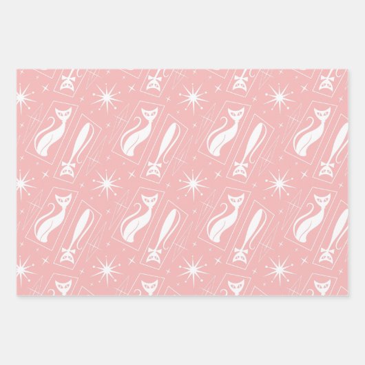Atomic Star Cat MidCentury Moderne kerstpasta Inpakpapier Vel (Voorkant 2)