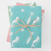 Atomic Star Cat MidCentury Moderne kerstpasta Inpakpapier Vel (In situ)