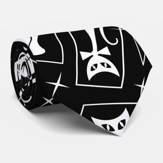 Atomic Star Cool Cat MidCentury Modern MCM MOD Stropdas (Opgerold)