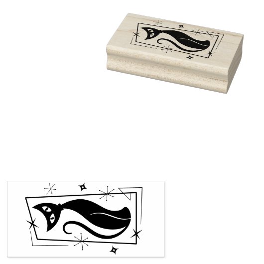 Atomic Star Cool Cat MidCentury Modern MOD MCM Rubberstempel (Gestempeld)