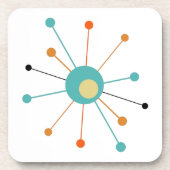 Atomic Starburst Blauwgroen blauw Oranje midden in Bier Onderzetter (Voorkant)