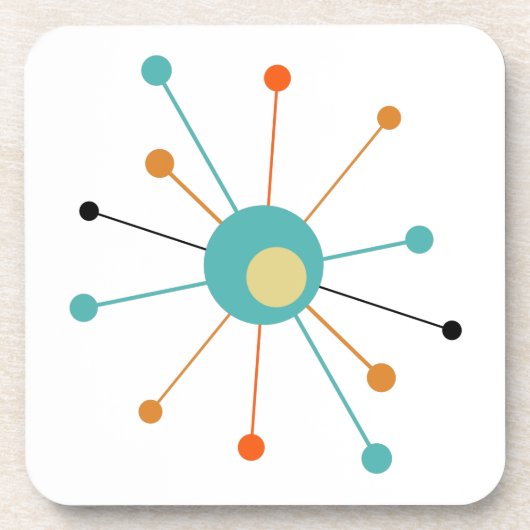 Atomic Starburst Blauwgroen blauw Oranje midden in Bier Onderzetter (Voorkant)