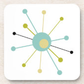 Atomic Starburst Blue Yellow Green Mid Century Bier Onderzetter (Voorkant)