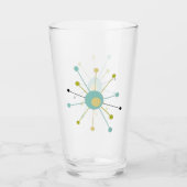 Atomic Starburst Blue Yellow Green Mid Century Glas (Voorkant)
