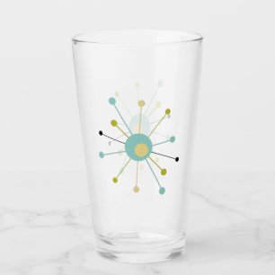 Atomic Starburst Blue Yellow Green Mid Century Glas