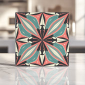 Atomic Starburst Design in Turquoise en Coral Tegeltje