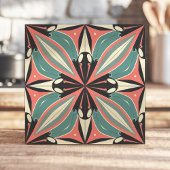 Atomic Starburst Design in Turquoise en Coral Tegeltje