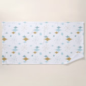 Atomic Starburst Mid Century Modern Aqua Gold Strandlaken (Voorkant)