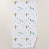 Atomic Starburst Mid Century Modern Aqua Gold Strandlaken (Voorkant)