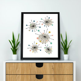 Atomic Starburst Mid Century Modern gestileerd Poster