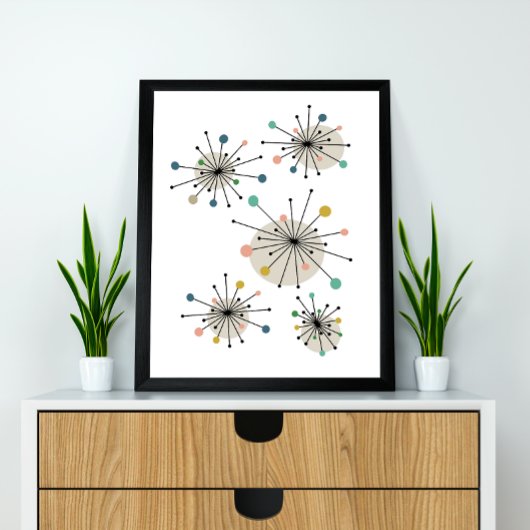 Atomic Starburst Mid Century Modern gestileerd Poster