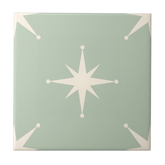 Atomic Starburst Mid Century Modern groen Tegeltje (Voorkant)
