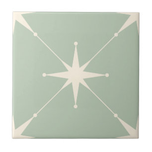 Atomic Starburst Mid Century Modern groen Tegeltje