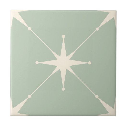Atomic Starburst Mid Century Modern groen Tegeltje (Voorkant)