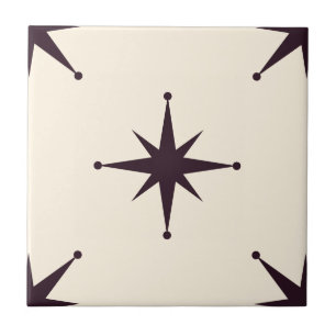 Atomic Starburst Mid Century Modern zwart Tegeltje