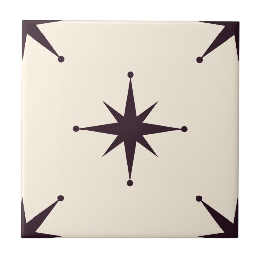 Atomic Starburst Mid Century Modern zwart Tegeltje (Voorkant)