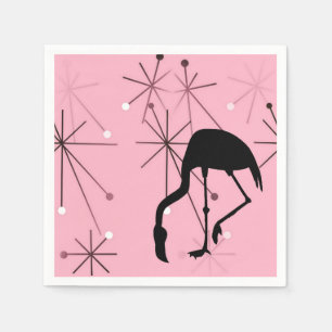 Atomic Starburst MidCentury Modern Flamingo Pink Servet