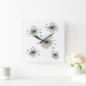 Atomic Starburst midden eeuw modern kleurrijk Vierkante Klok (Huis)
