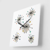 Atomic Starburst midden eeuw modern kleurrijk Vierkante Klok (Hoek)