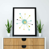 Atomic Starburst midden in de eeuw Modern Poster