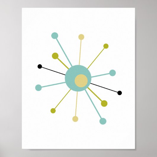 Atomic Starburst midden in de eeuw Modern Poster (Voorkant)