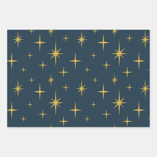 Atomic Starburst Navy, Mosterd Inpakpapier Vel (Voorkant 2)