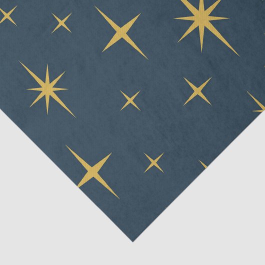 Atomic Starburst Navy, Mosterd Tissuepapier (Detail)
