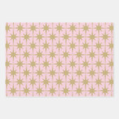 Atomic Starburst Patroon in Pastel Roze en Buff Inpakpapier Vel (Voorkant 2)