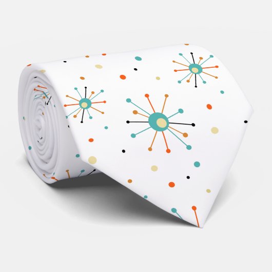 Atomic Starburst Pattern Retro mid Century Modern Stropdas (Opgerold)