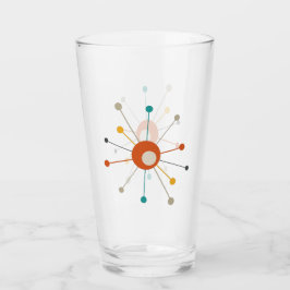 Atomic Starburst Red Blauwgroen Yellow Mid Century Glas