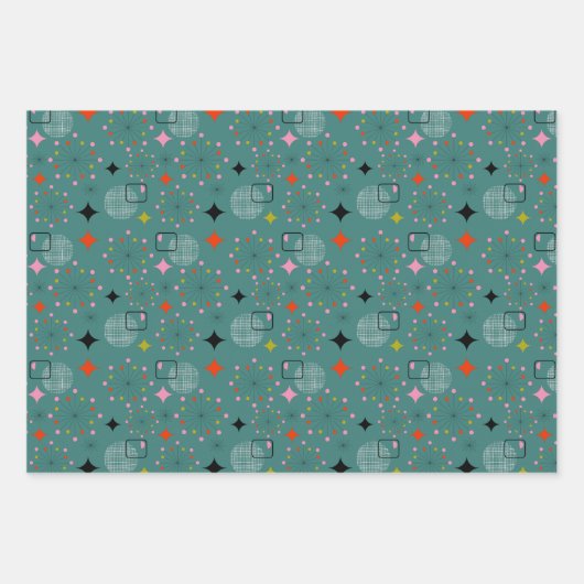 Atomic Starburst Retro Inpakpapier Vel (Voorkant)