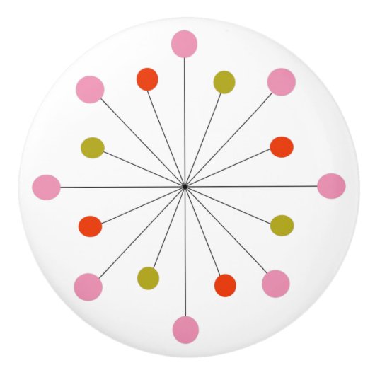 Atomic Starburst Retro keramische tegel Keramische Knop (Voorkant)