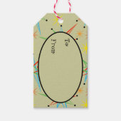 Atomic Starburst Retro Multicolored Patroon Cadeaulabel (Voorkant)