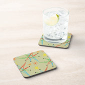 Atomic Starburst Retro Multicolored Patroon Drankjes Onderzetter (Rechterzijde)