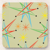 Atomic Starburst Retro Multicolored Patroon Drankjes Onderzetter (Voorkant)