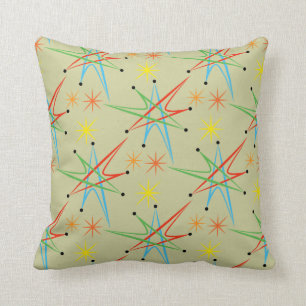 Atomic Starburst Retro Multicolored Patroon Kussen