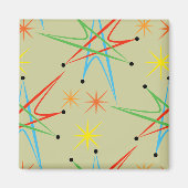Atomic Starburst Retro Multicolored Patroon Magneet (Voorkant)