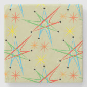 Atomic Starburst Retro Multicolored Patroon Stenen Onderzetter (Voorkant)