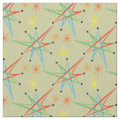 Atomic Starburst Retro Multicolored Patroon Stof (Close Up)