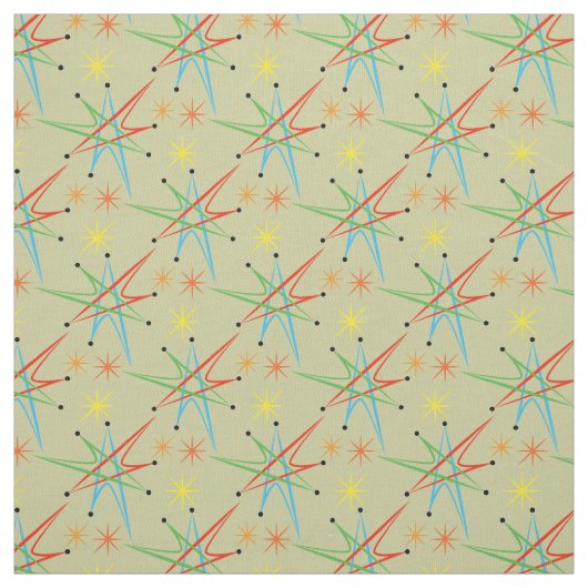 Atomic Starburst Retro Multicolored Patroon Stof (Swatch)