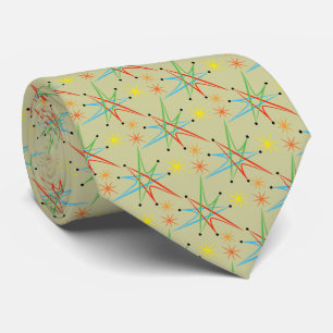 Atomic Starburst Retro Multicolored Patroon Stropdas