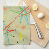 Atomic Starburst Retro Multicolored Patroon Theedoek (Quarter Fold)