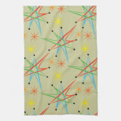 Atomic Starburst Retro Multicolored Patroon Theedoek (Verticaal)