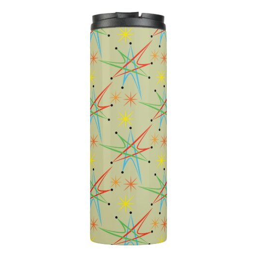 Atomic Starburst Retro Multicolored Patroon Thermosbeker (Achterkant)