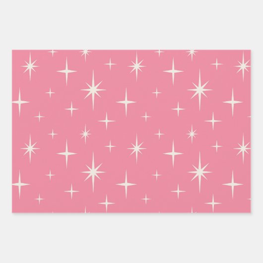 Atomic Starburst Roze Inpakpapier Vel (Voorkant)