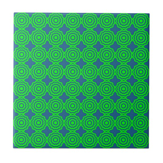 Atomic Starburst Sparkle Retro Groen Patroon Tegeltje (Voorkant)